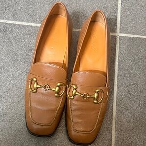 SAINT G Jenny Loafer Pump Cuoio Brown Leather Brushed gold  Metal Size 10